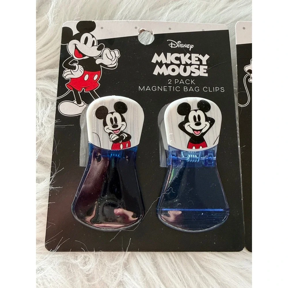 Disney Mickey Minnie Mouse Magnetic Bag Clips 2-Pack Sets Lot of 4 Blue Red